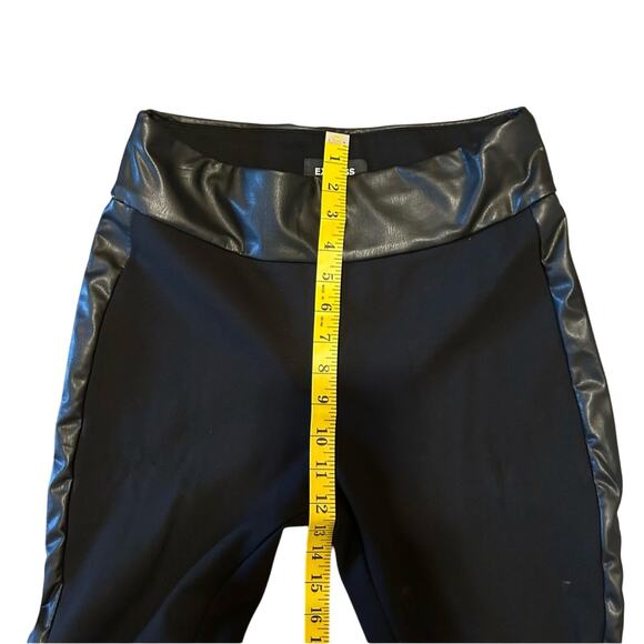 Express Women’s Leggings, black with faux leather trim, size small - Picture 6 of 9